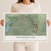Map of Hollywood Park, Texas, 12 x 18 inch unframed archival matte print