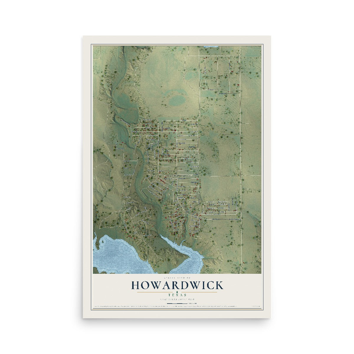 Map of Howardwick, Texas, 12 x 18 inch unframed archival matte print