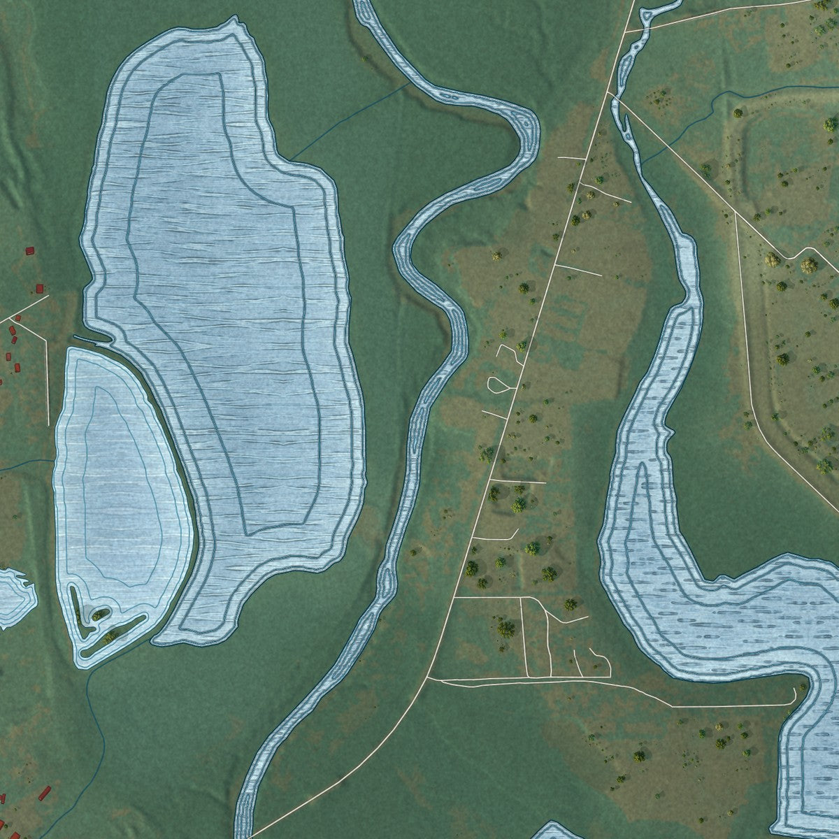 Second close-up of the map of Hutchins, Texas print showing more streets and buildings