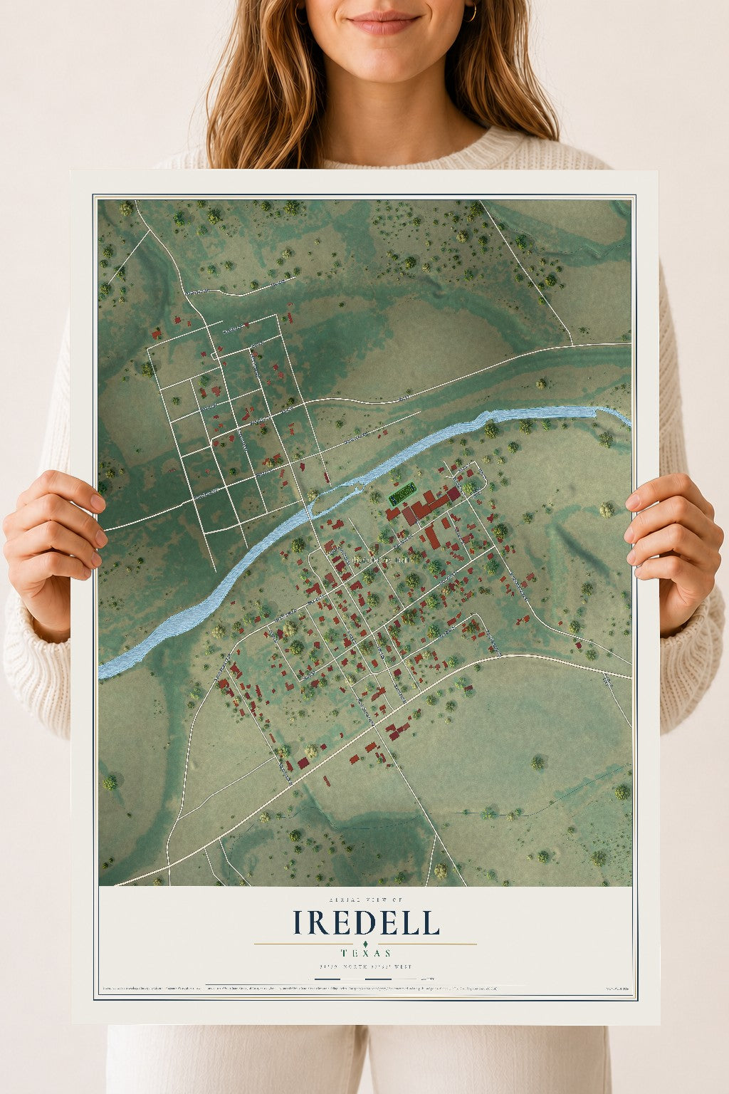 Map of Iredell, Texas, 18 x 24 inch unframed archival matte print