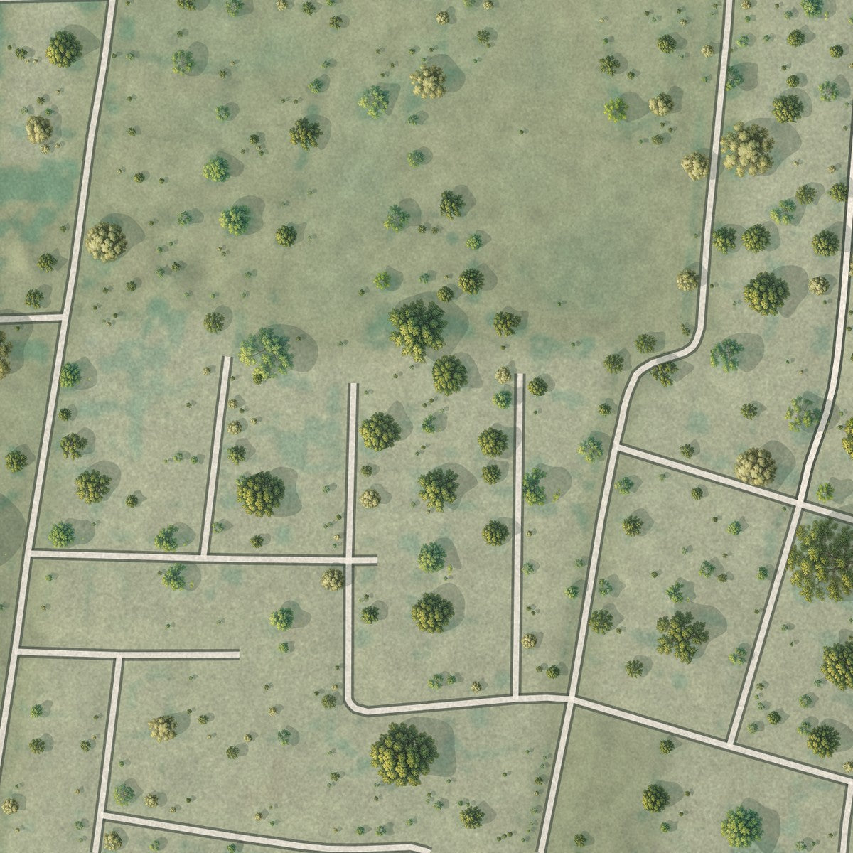 Close-up of the map of J.F. Villareal, Texas print showing street and building detail