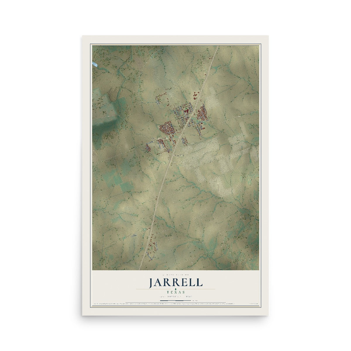 Map of Jarrell, Texas, 12 x 18 inch unframed archival matte print