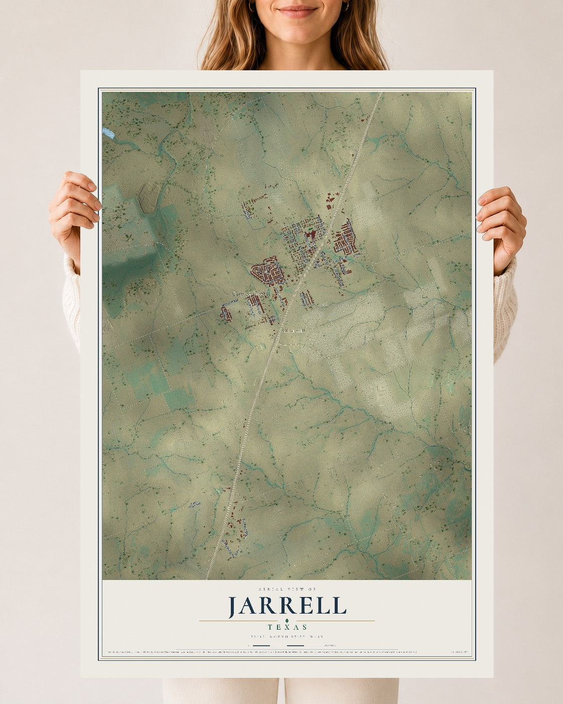 Map of Jarrell, Texas, 24 x 36 inch unframed archival matte print