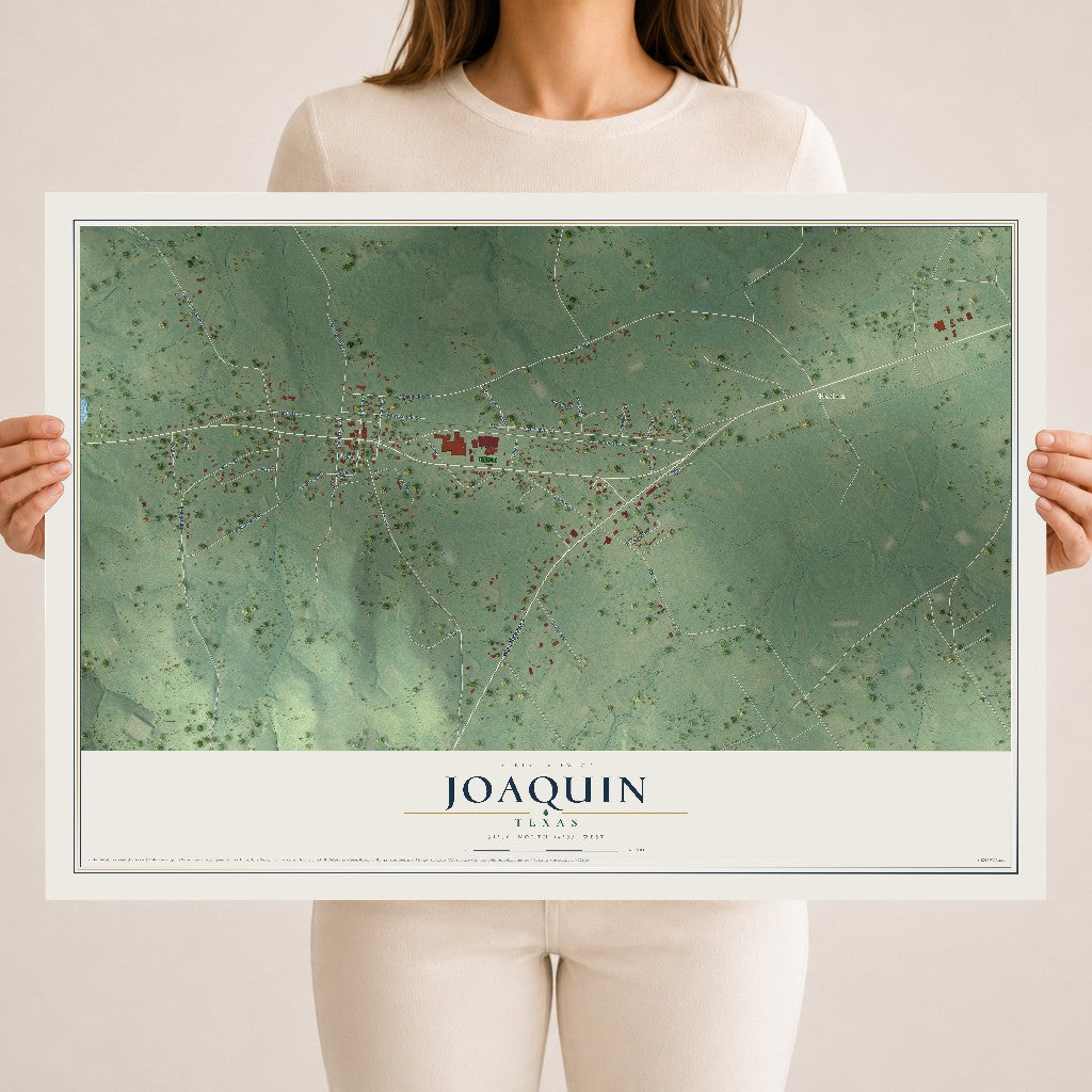 Map of Joaquin, Texas, 18 x 24 inch unframed archival matte print