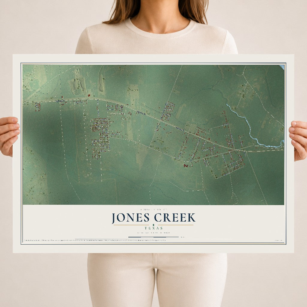 Map of Jones Creek, Texas, 18 x 24 inch unframed archival matte print