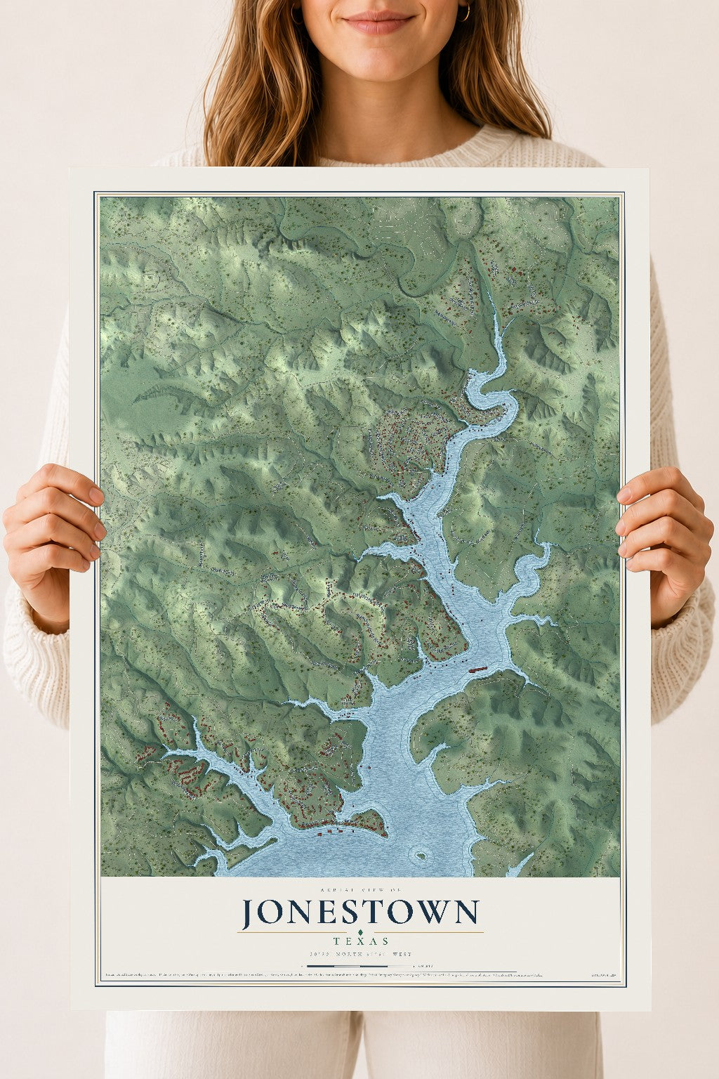 Map of Jonestown, Texas, 18 x 24 inch unframed archival matte print