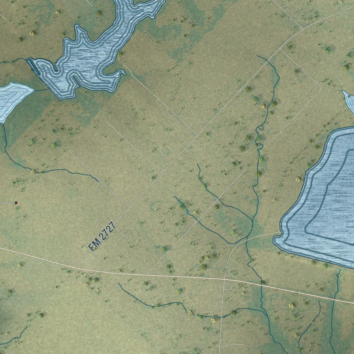Second close-up of the map of Kaufman, Texas print showing more streets and buildings