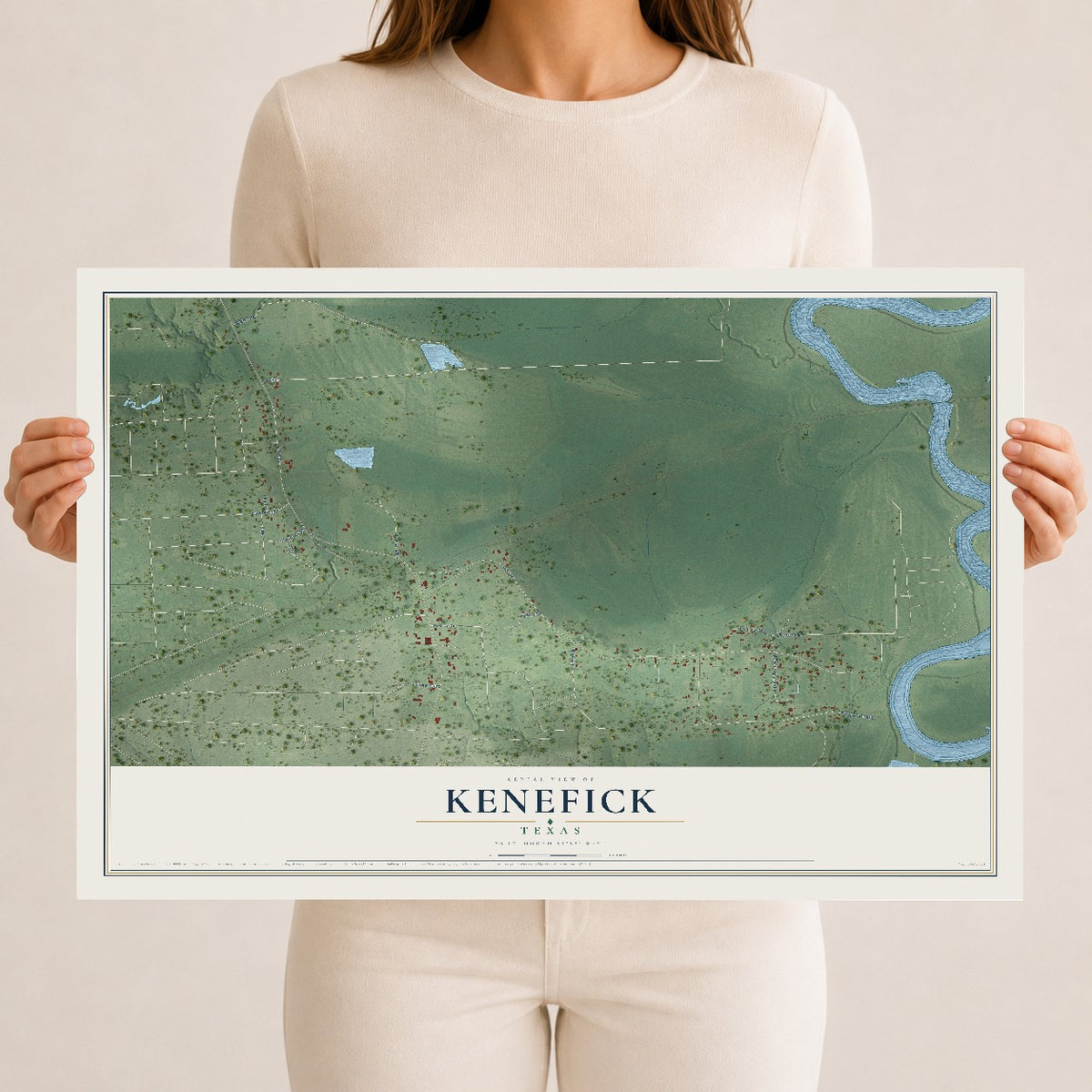 Map of Kenefick, Texas, 12 x 18 inch unframed archival matte print