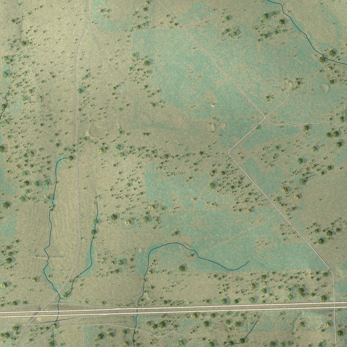 Close-up of the map of Kingsbury, Texas print showing street and building detail