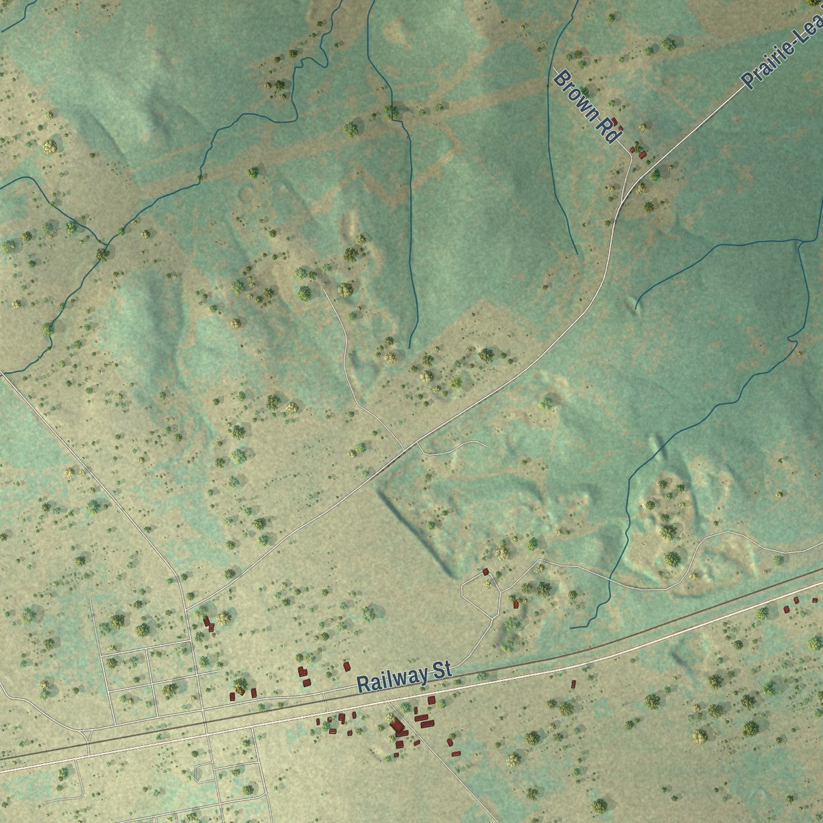 Second close-up of the map of Kingsbury, Texas print showing more streets and buildings