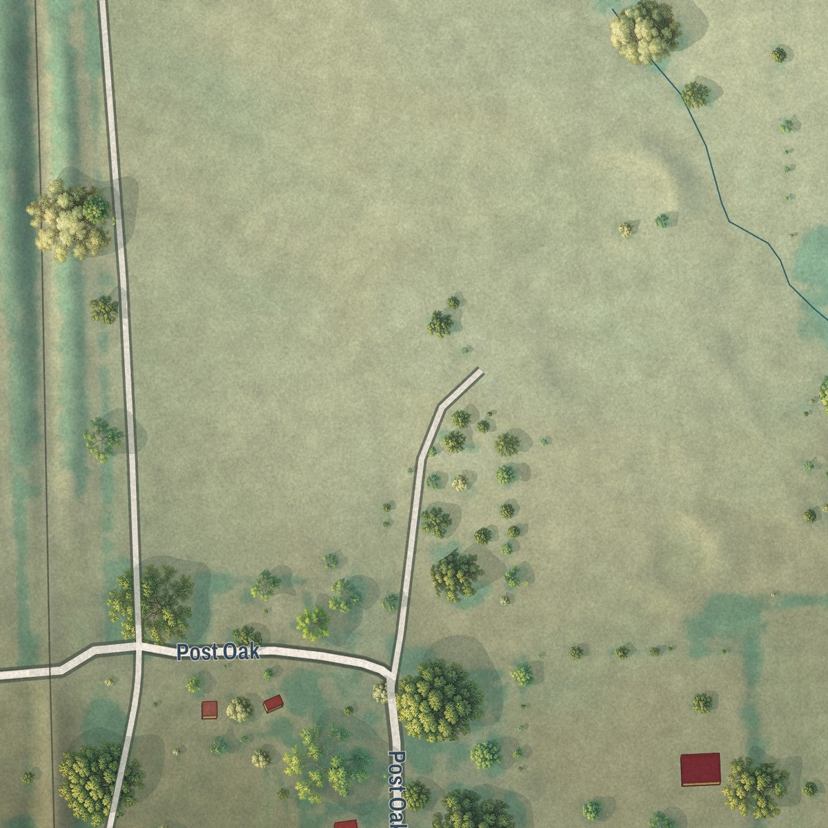 Second close-up of the map of Kirvin, Texas print showing more streets and buildings