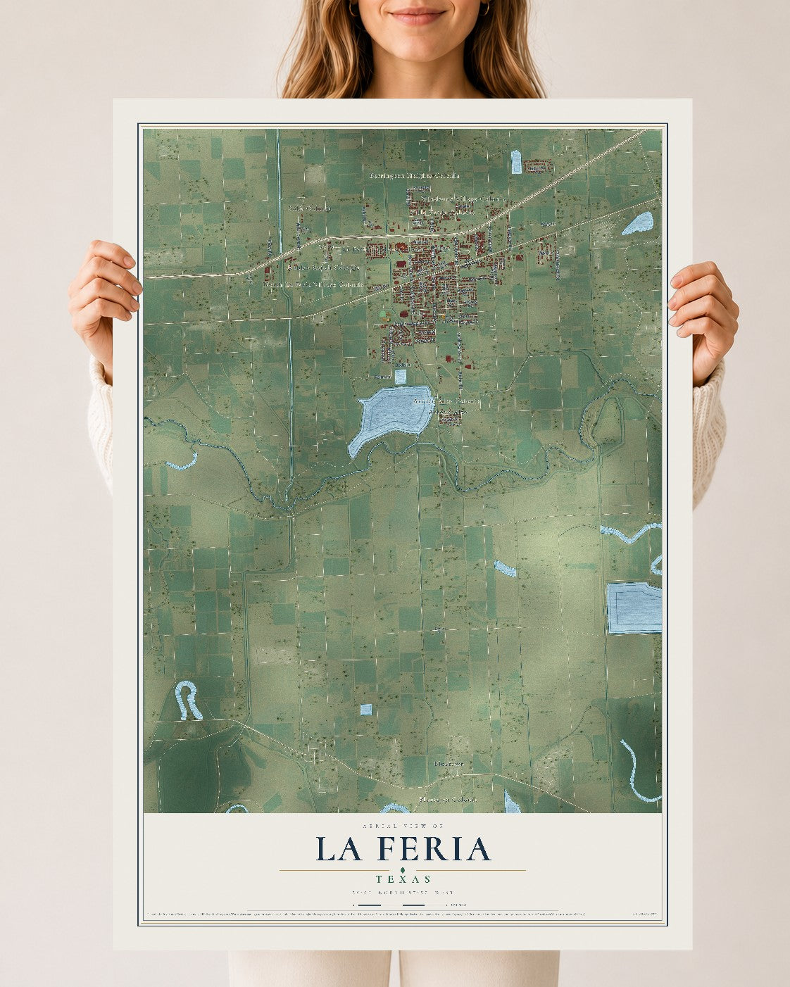 Map of La Feria, Texas, 24 x 36 inch unframed archival matte print