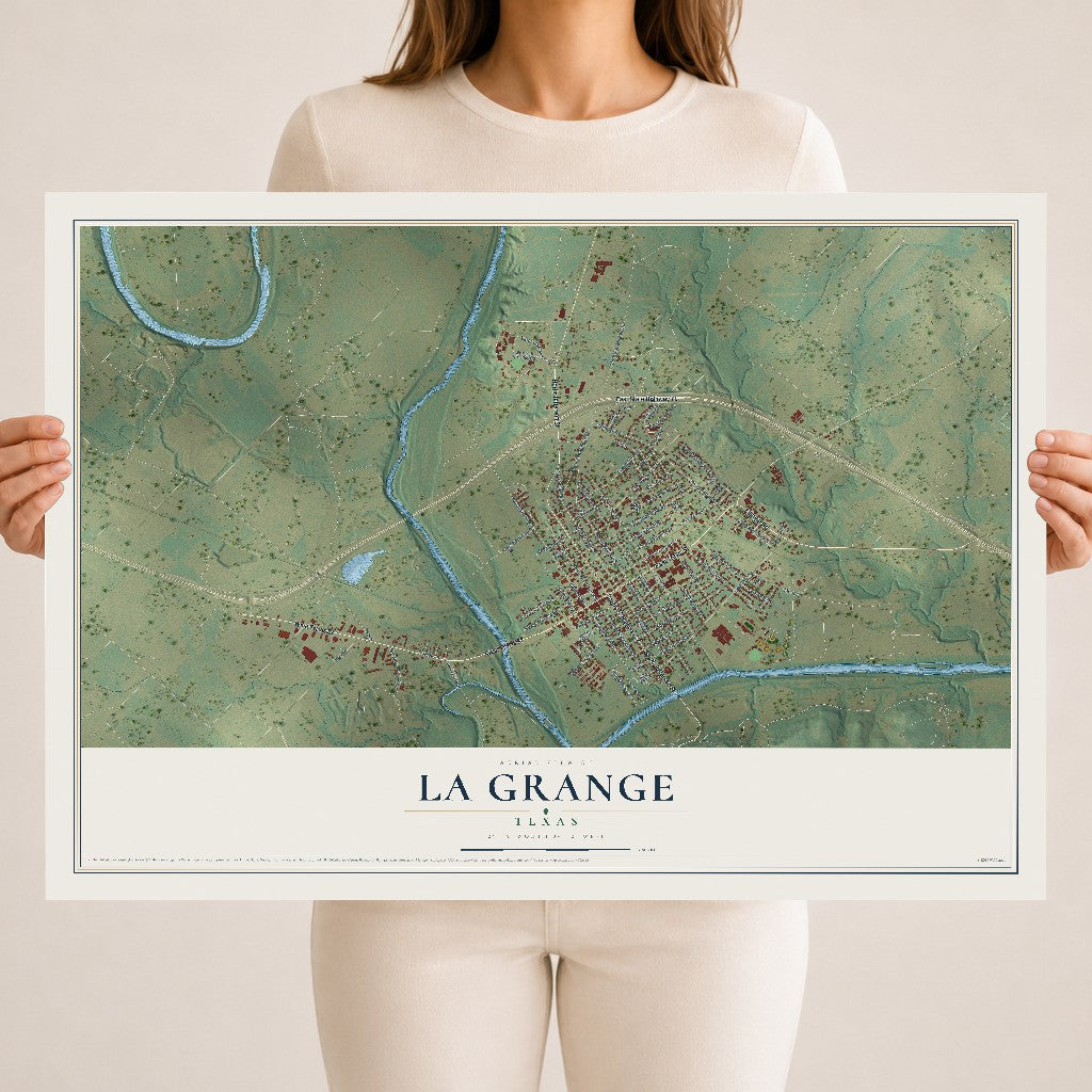 Map of La Grange, Texas, 18 x 24 inch unframed archival matte print
