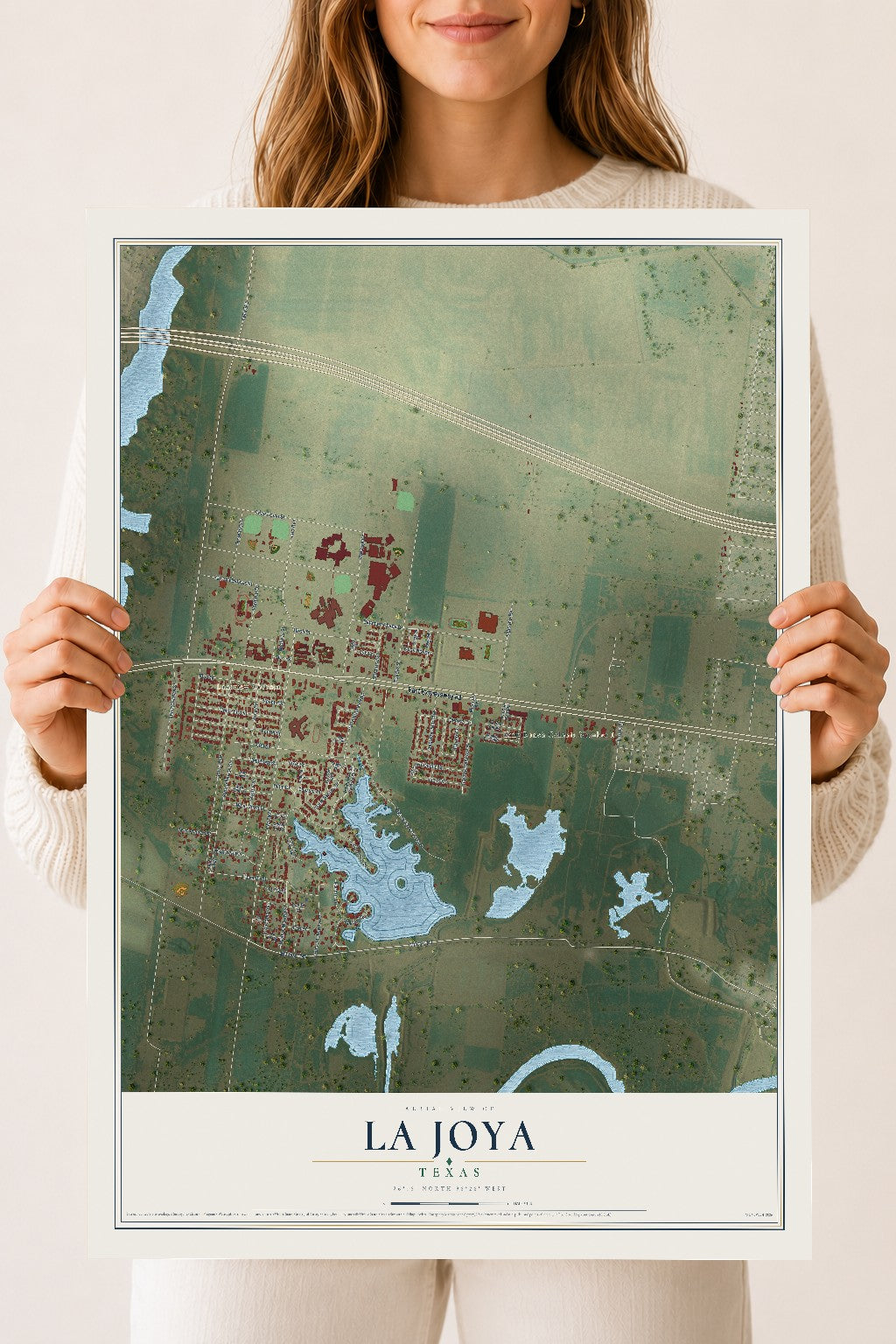 Map of La Joya, Texas, 18 x 24 inch unframed archival matte print