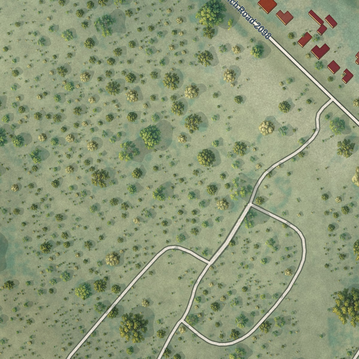 Close-up of the map of La Loma de Falcon, Texas print showing street and building detail