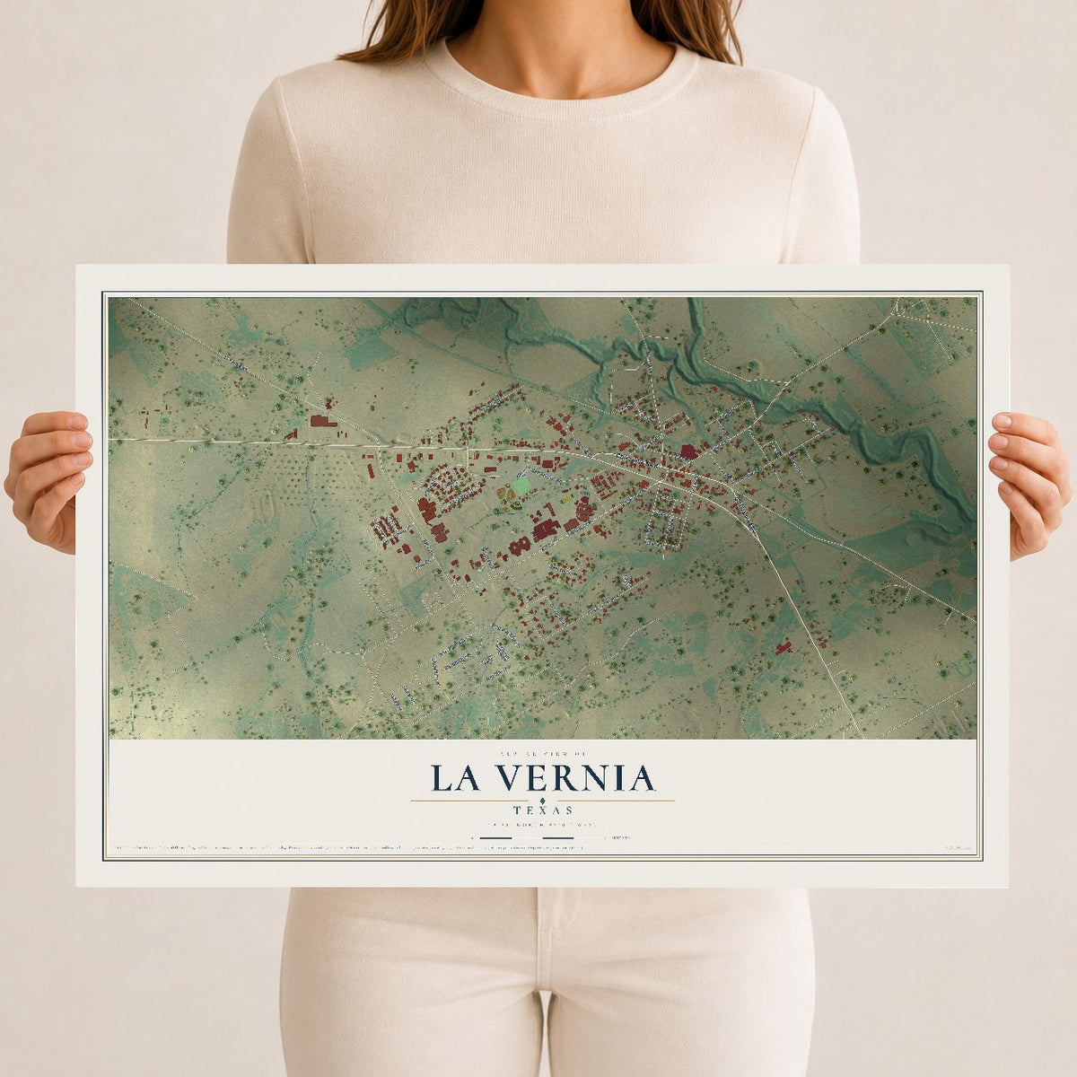 Map of La Vernia, Texas, 12 x 18 inch unframed archival matte print