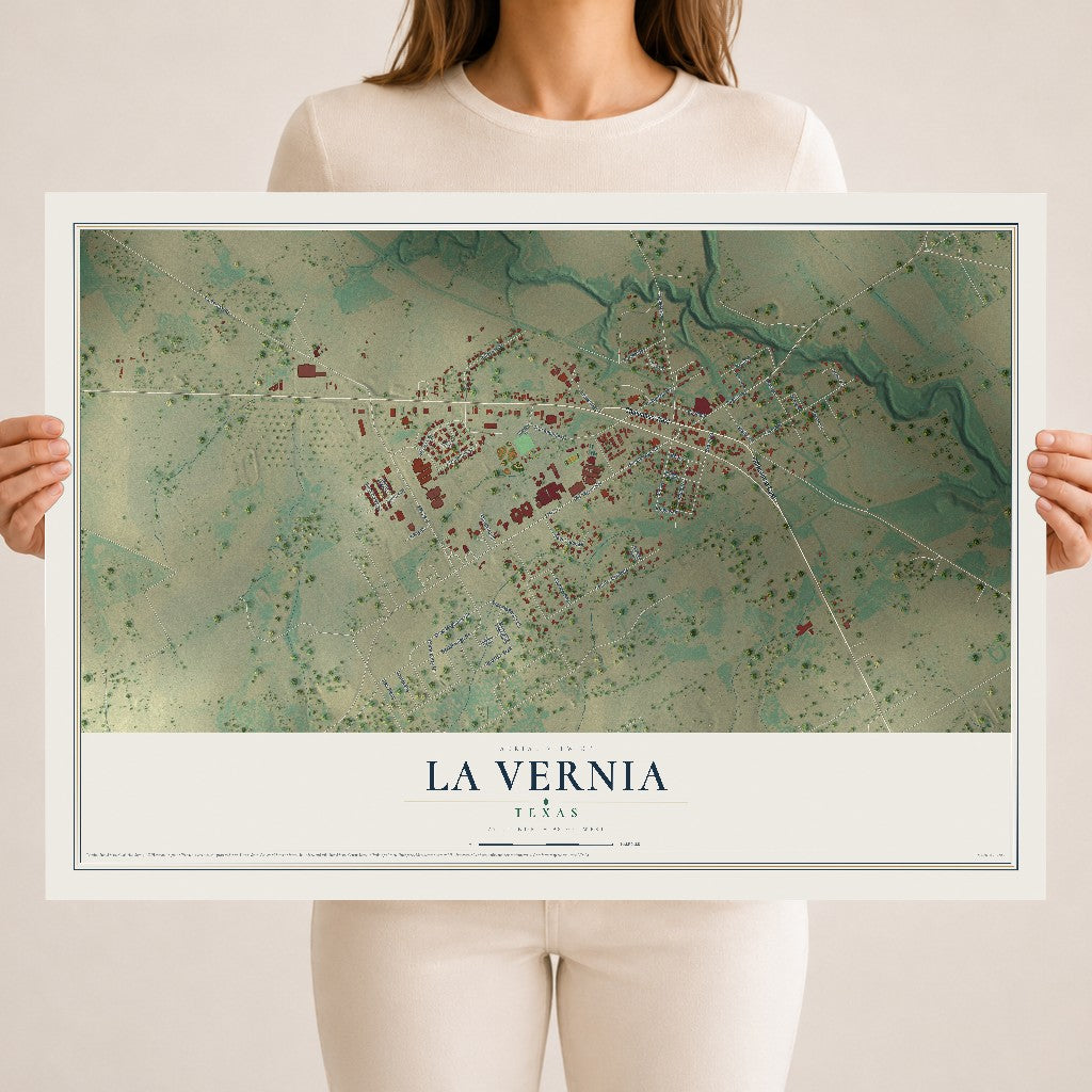 Map of La Vernia, Texas, 18 x 24 inch unframed archival matte print