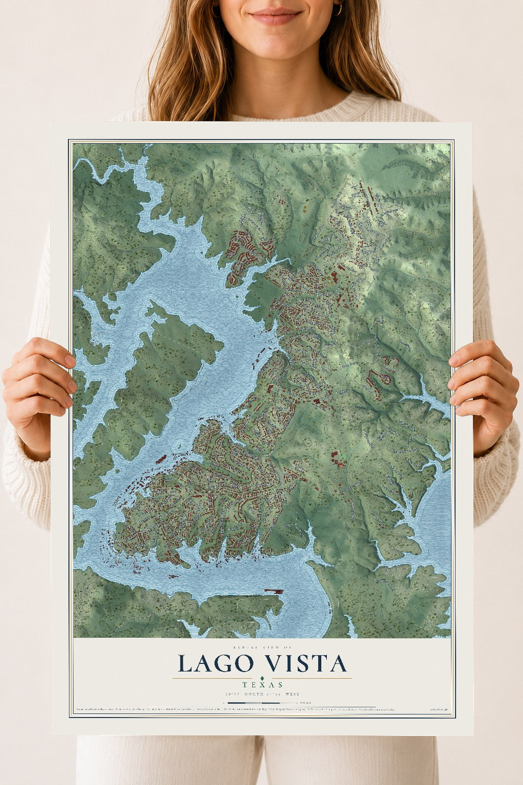 Map of Lago Vista, Texas, 18 x 24 inch unframed archival matte print