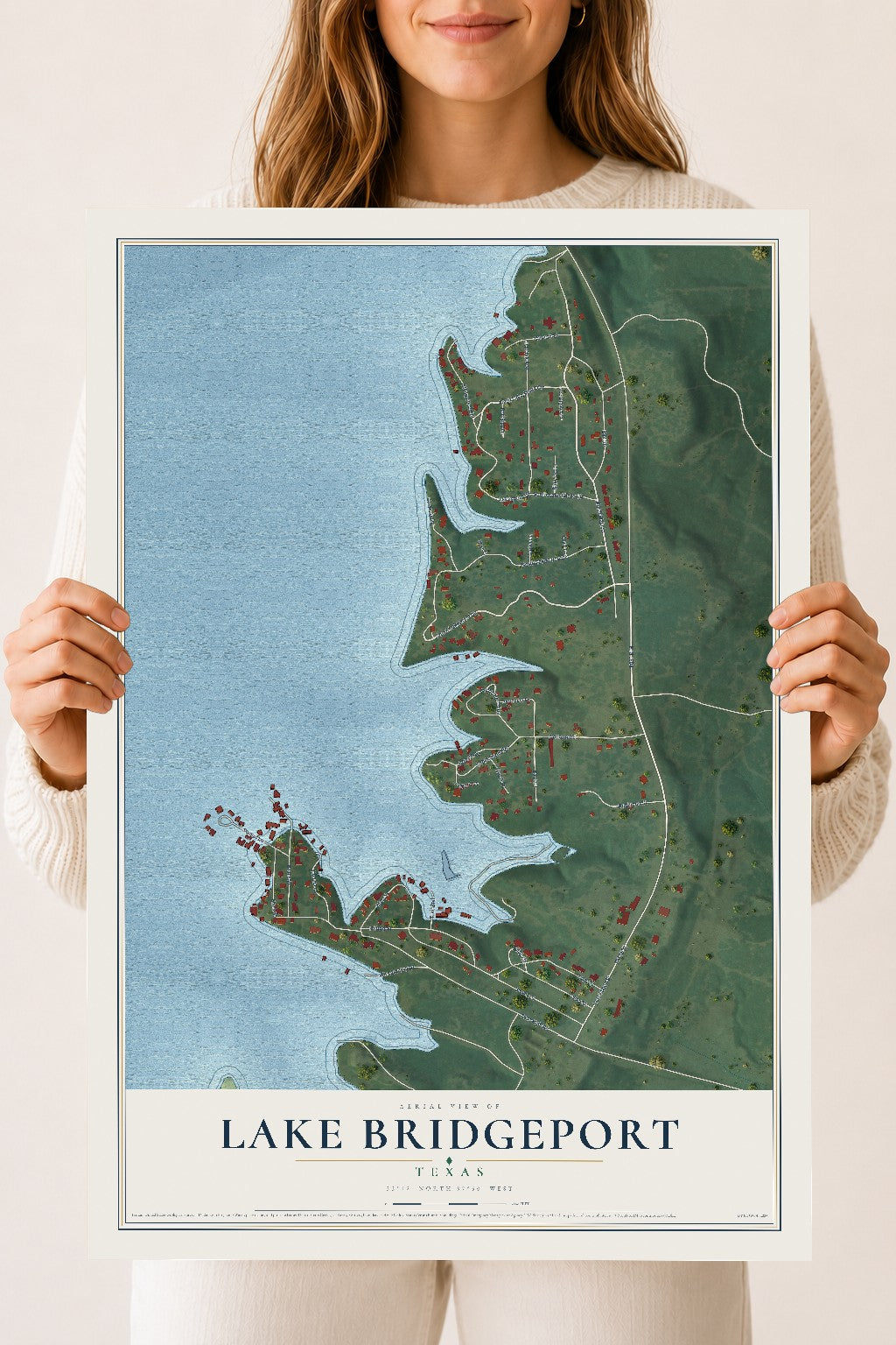 Map of Lake Bridgeport, Texas, 18 x 24 inch unframed archival matte print