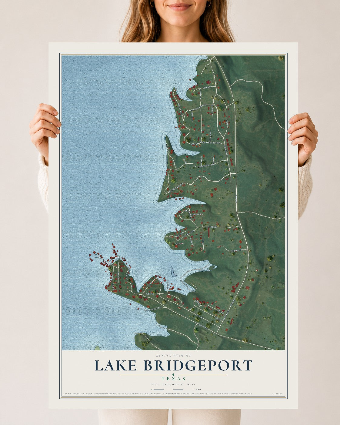 Map of Lake Bridgeport, Texas, 24 x 36 inch unframed archival matte print
