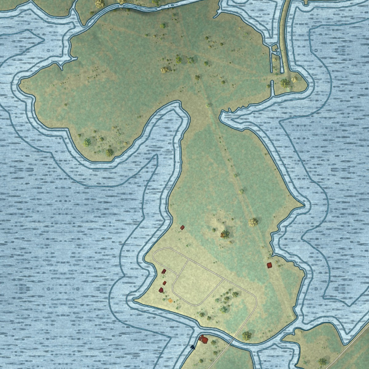 Close-up of the map of Lake Bryan, Texas print showing street and building detail