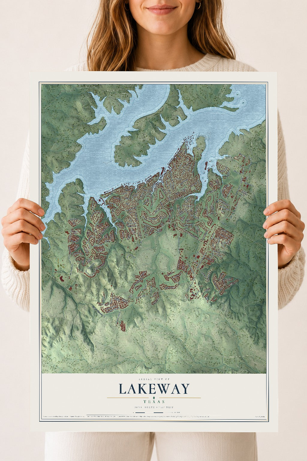 Map of Lakeway, Texas, 18 x 24 inch unframed archival matte print