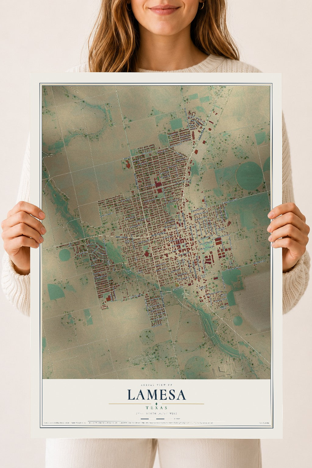 Map of Lamesa, Texas, 18 x 24 inch unframed archival matte print