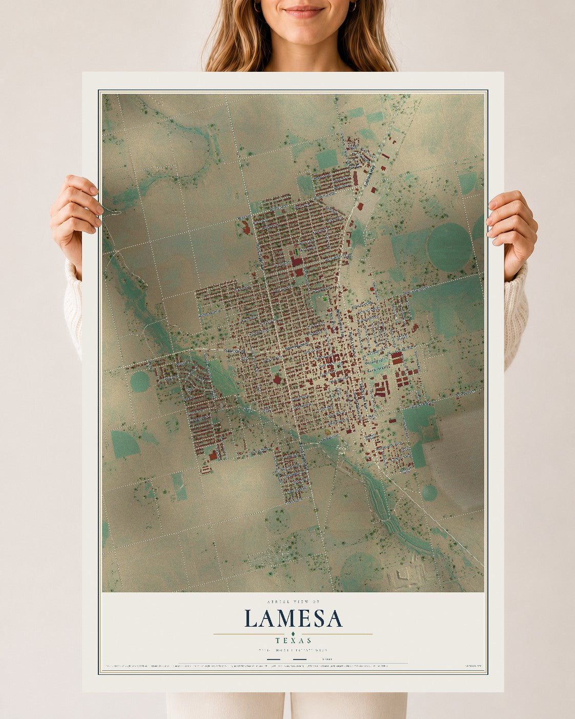 Map of Lamesa, Texas, 24 x 36 inch unframed archival matte print