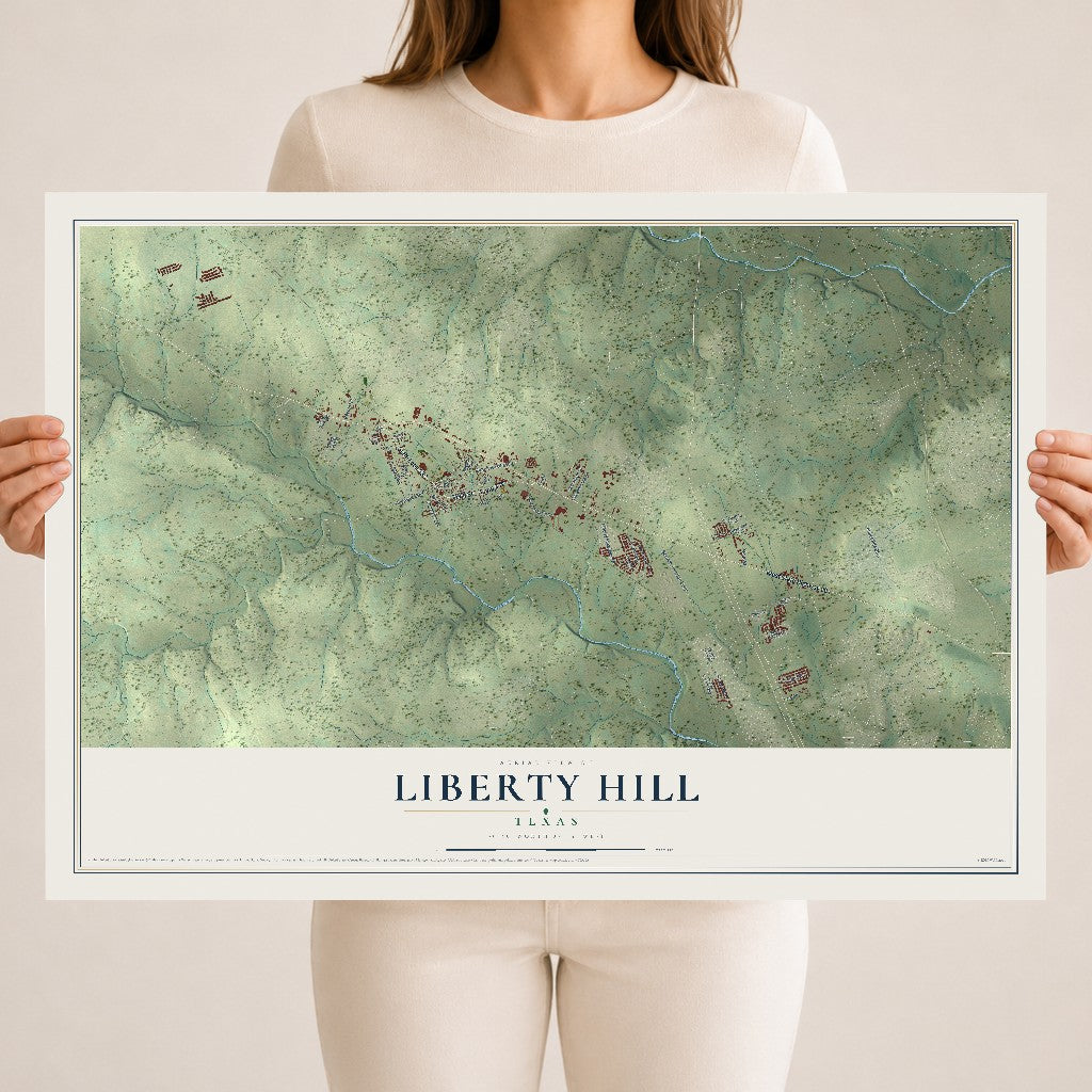Map of Liberty Hill, Texas, 18 x 24 inch unframed archival matte print
