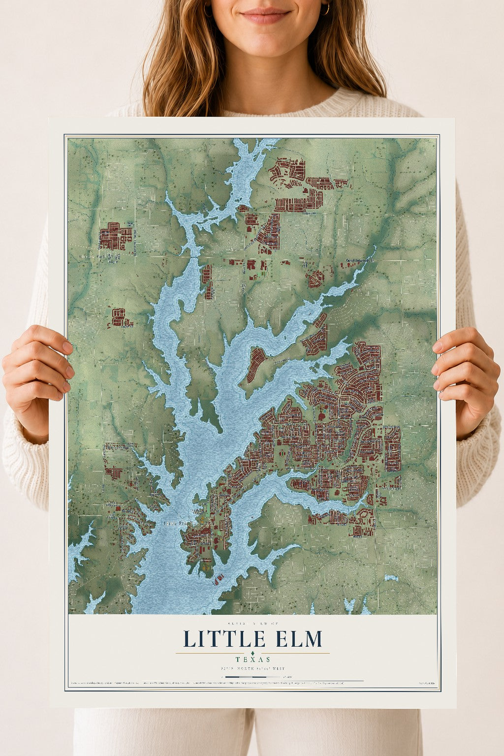 Map of Little Elm, Texas, 18 x 24 inch unframed archival matte print