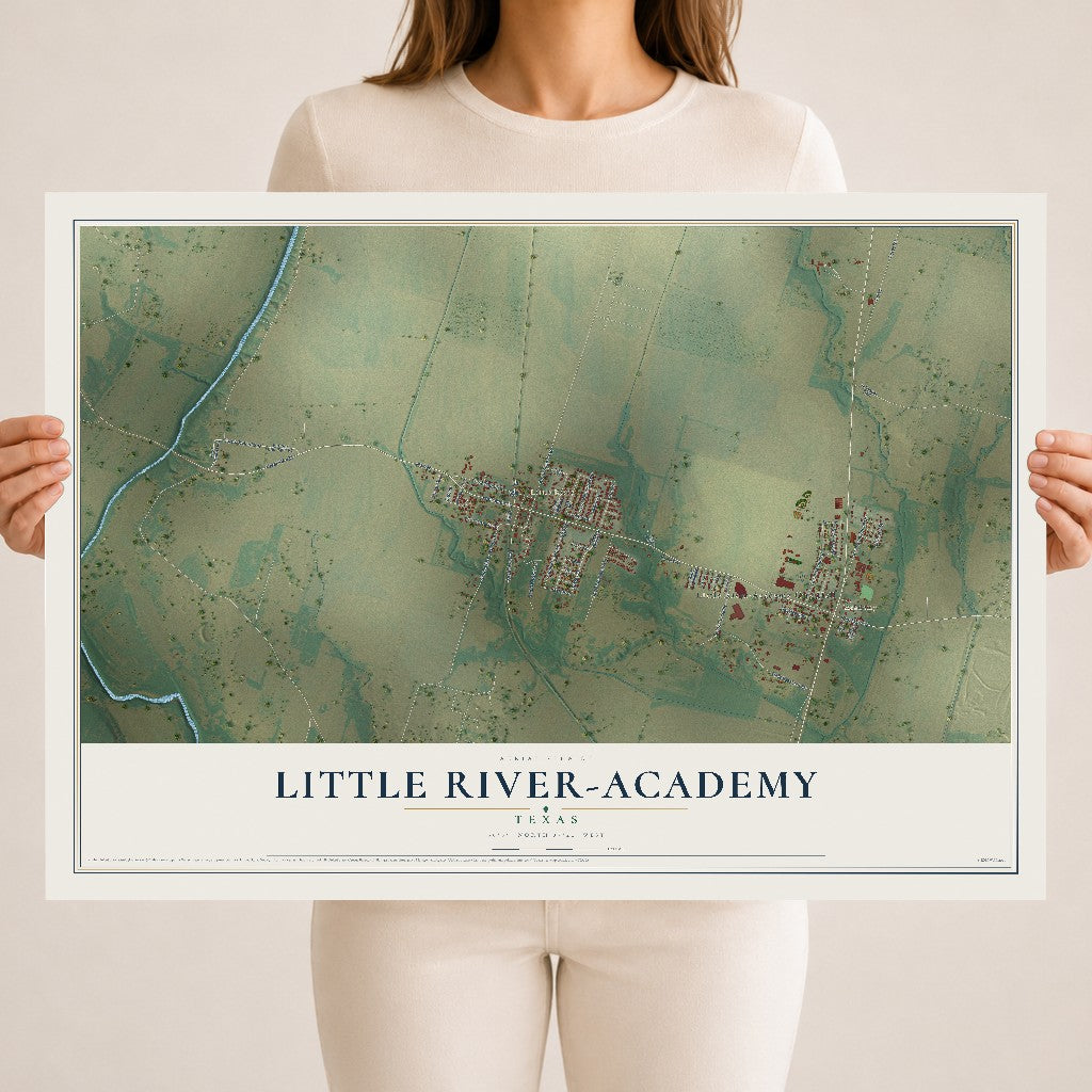 Map of Little River-Academy, Texas, 18 x 24 inch unframed archival matte print
