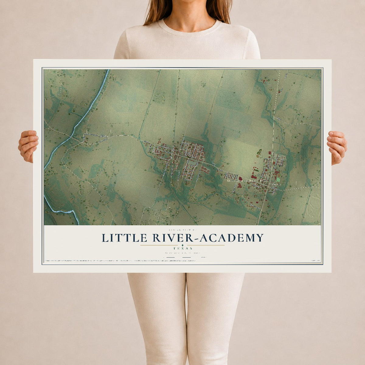Map of Little River-Academy, Texas, 24 x 36 inch unframed archival matte print