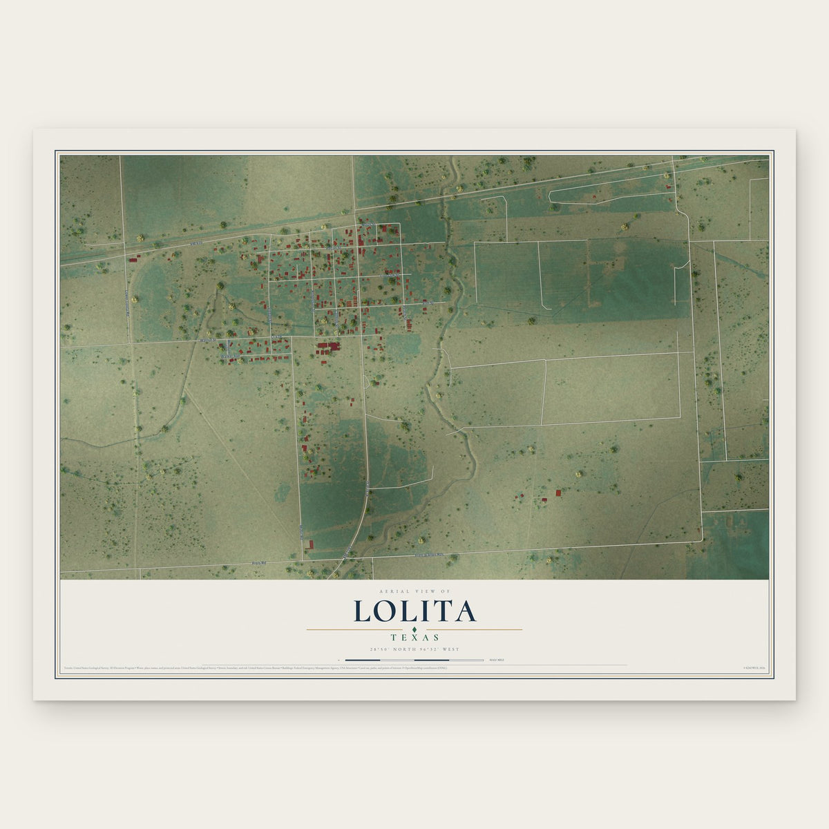 Lolita, Texas map print, the full design