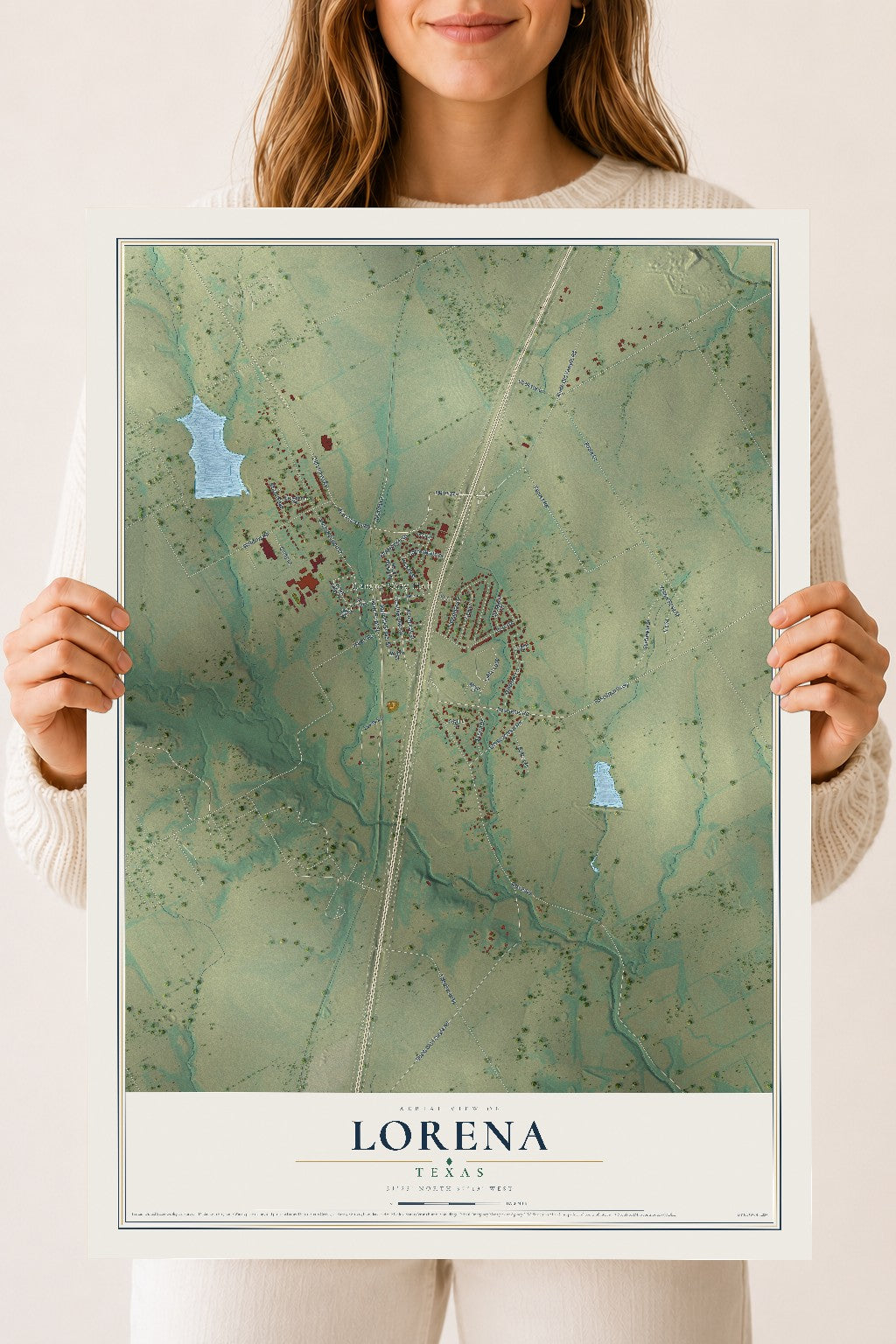 Map of Lorena, Texas, 18 x 24 inch unframed archival matte print