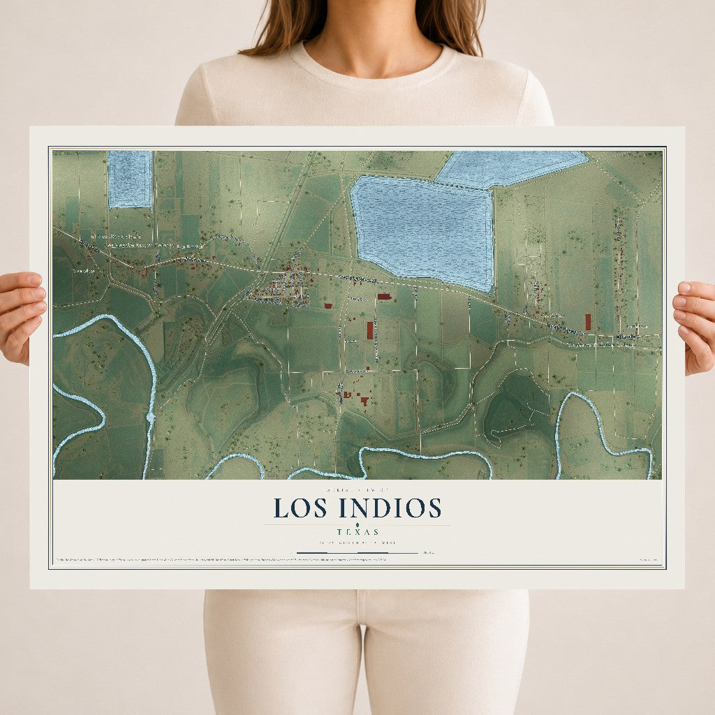 Map of Los Indios, Texas, 18 x 24 inch unframed archival matte print