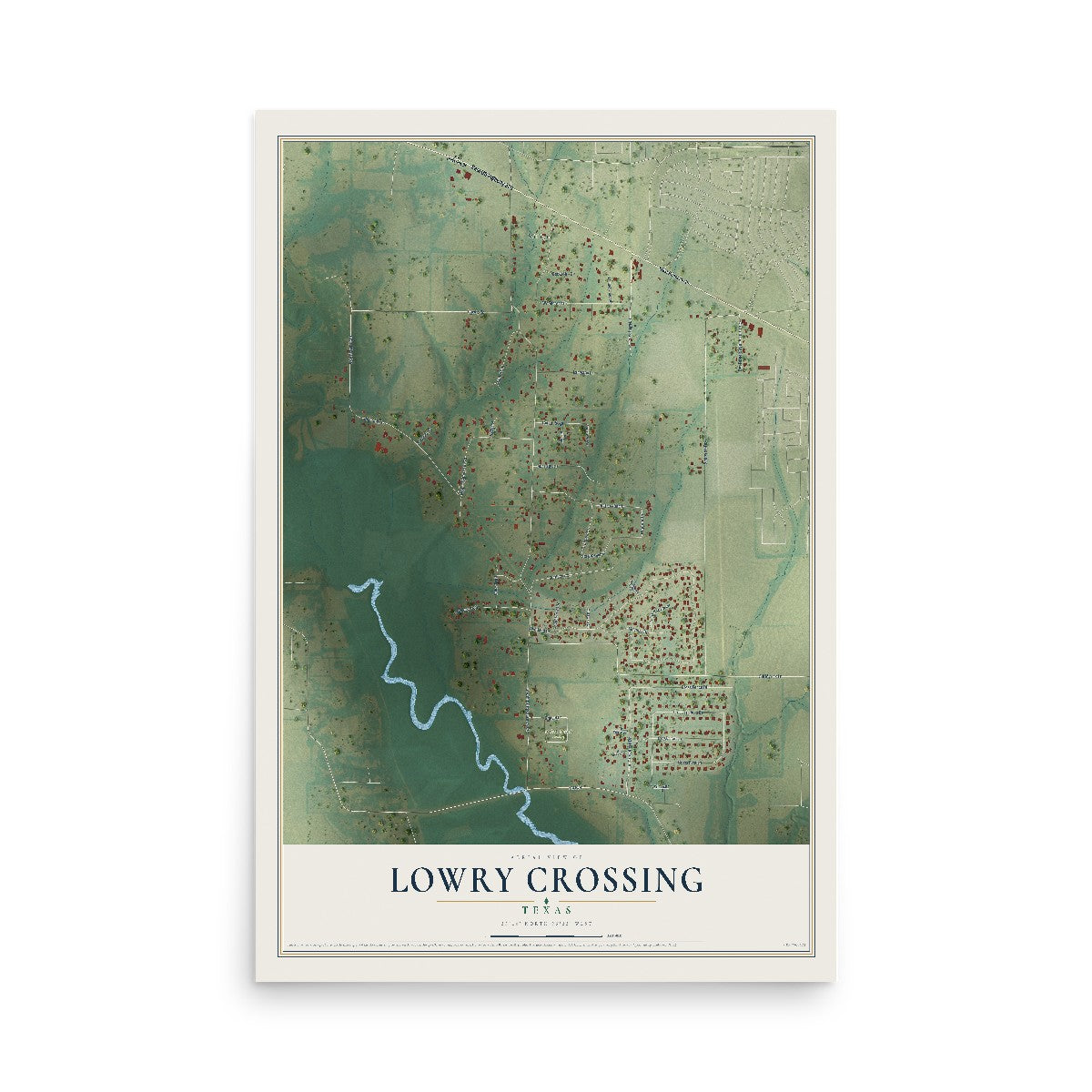 Map of Lowry Crossing, Texas, 12 x 18 inch unframed archival matte print
