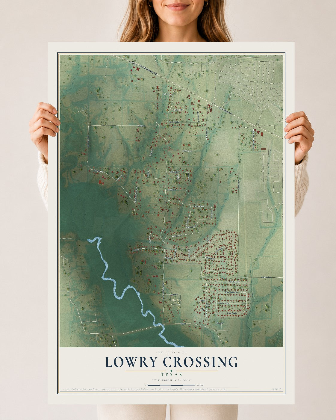 Map of Lowry Crossing, Texas, 24 x 36 inch unframed archival matte print