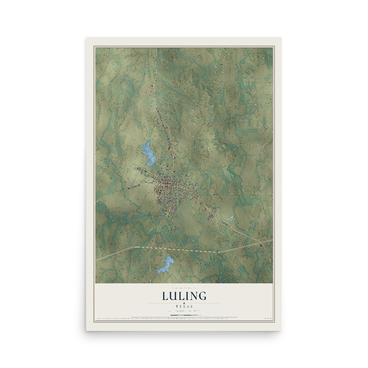 Map of Luling, Texas, 12 x 18 inch unframed archival matte print