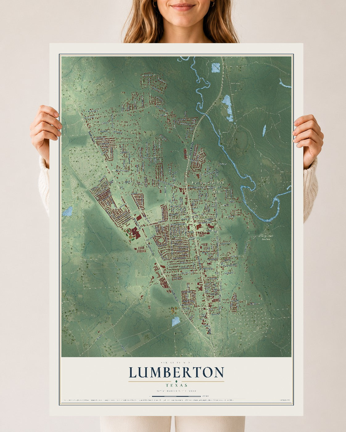 Map of Lumberton, Texas, 24 x 36 inch unframed archival matte print