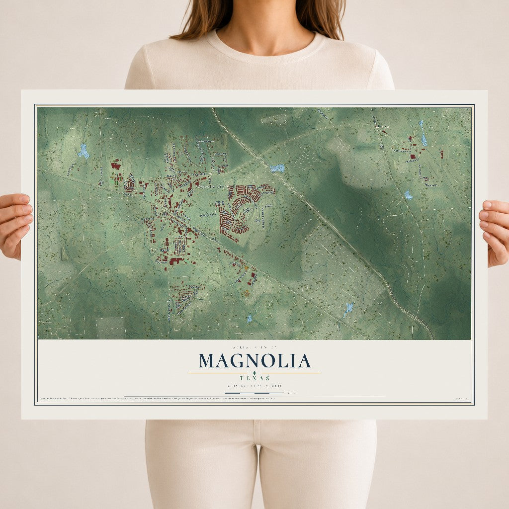 Map of Magnolia, Texas, 18 x 24 inch unframed archival matte print