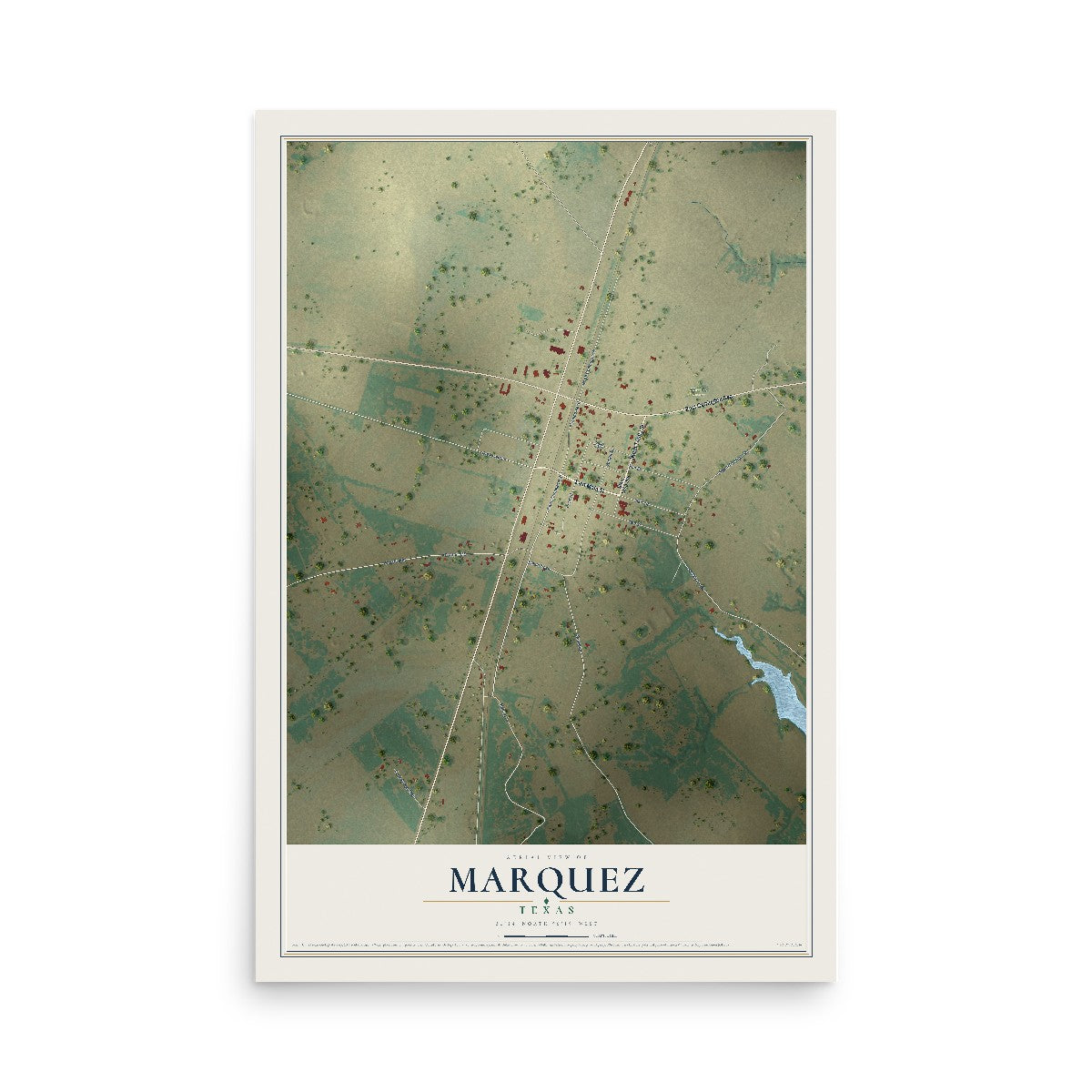 Map of Marquez, Texas, 12 x 18 inch unframed archival matte print