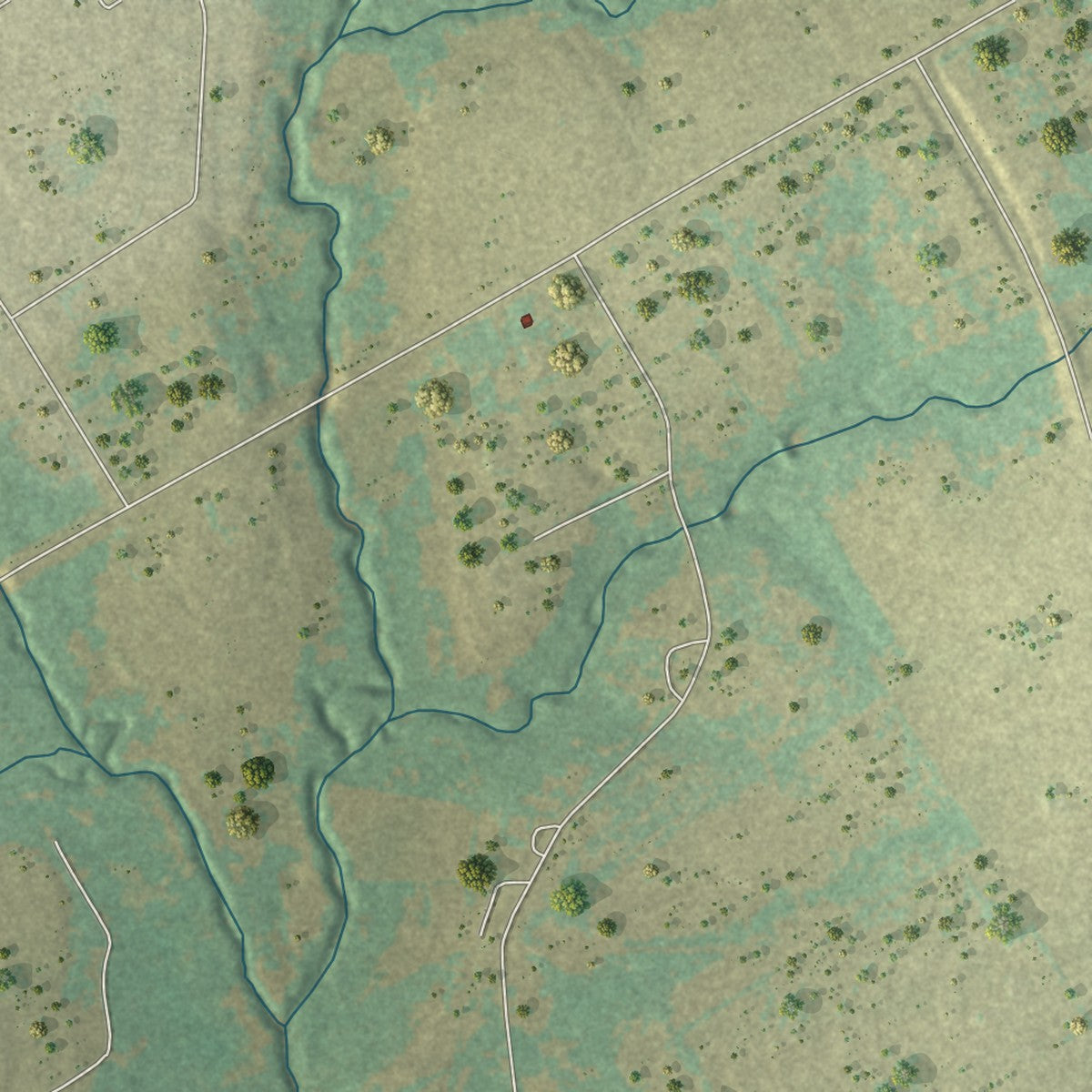 Second close-up of the map of Maypearl, Texas print showing more streets and buildings