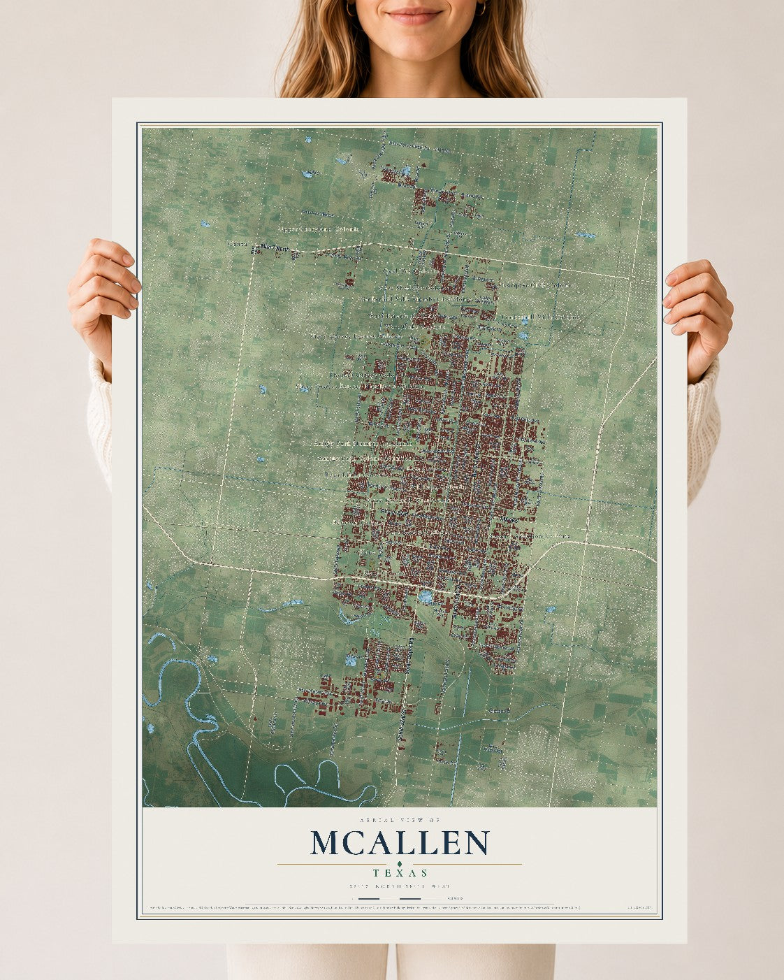 Map of McAllen, Texas, 24 x 36 inch unframed archival matte print