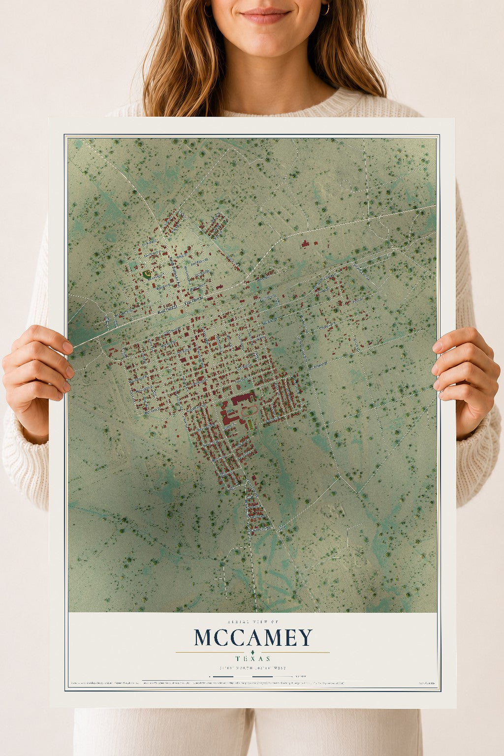 Map of McCamey, Texas, 18 x 24 inch unframed archival matte print