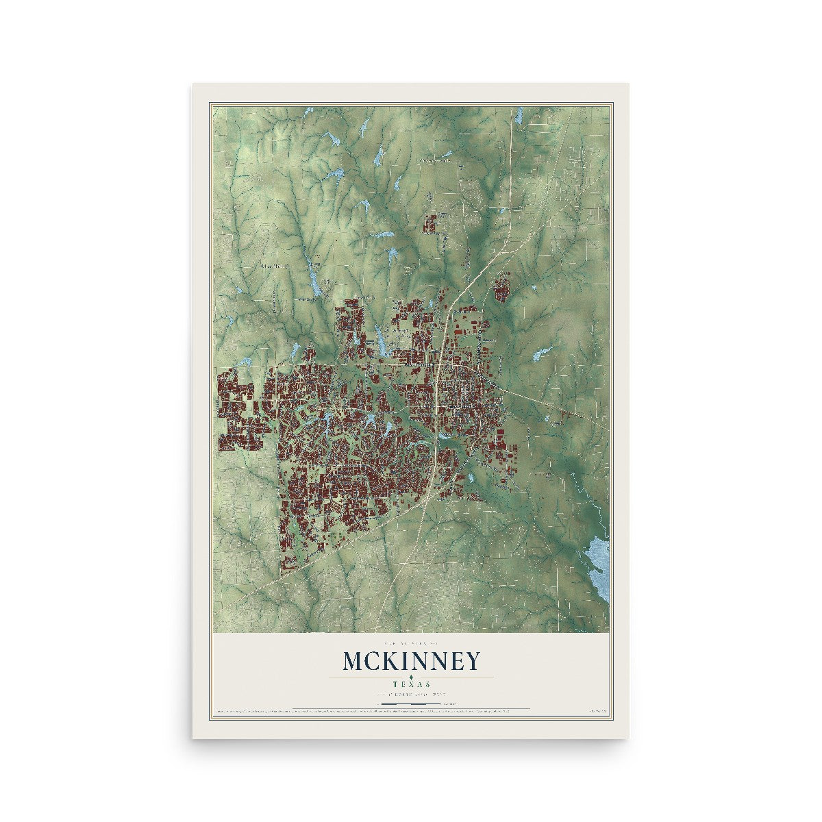 Map of McKinney, Texas, 12 x 18 inch unframed archival matte print