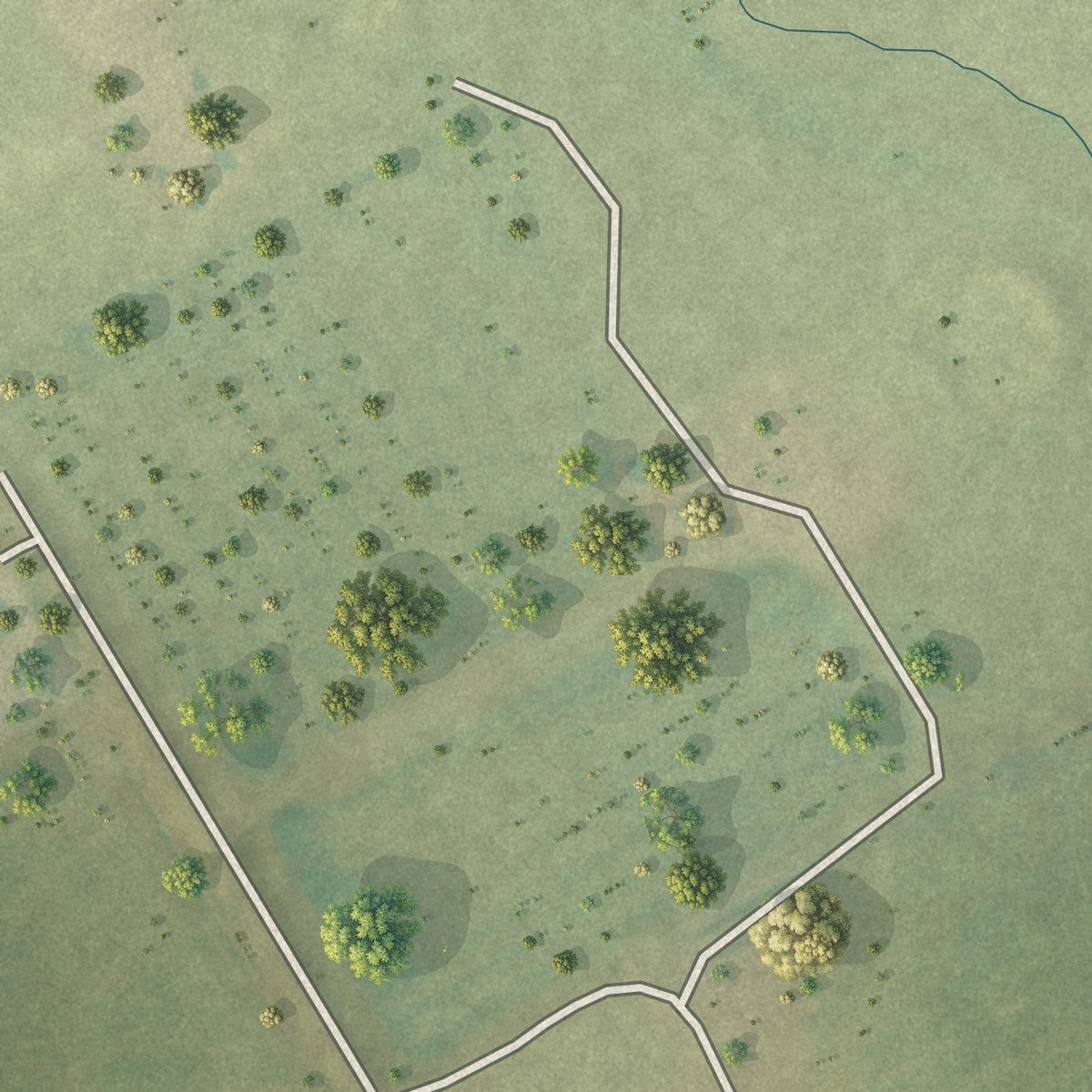 Second close-up of the map of Mertens, Texas print showing more streets and buildings