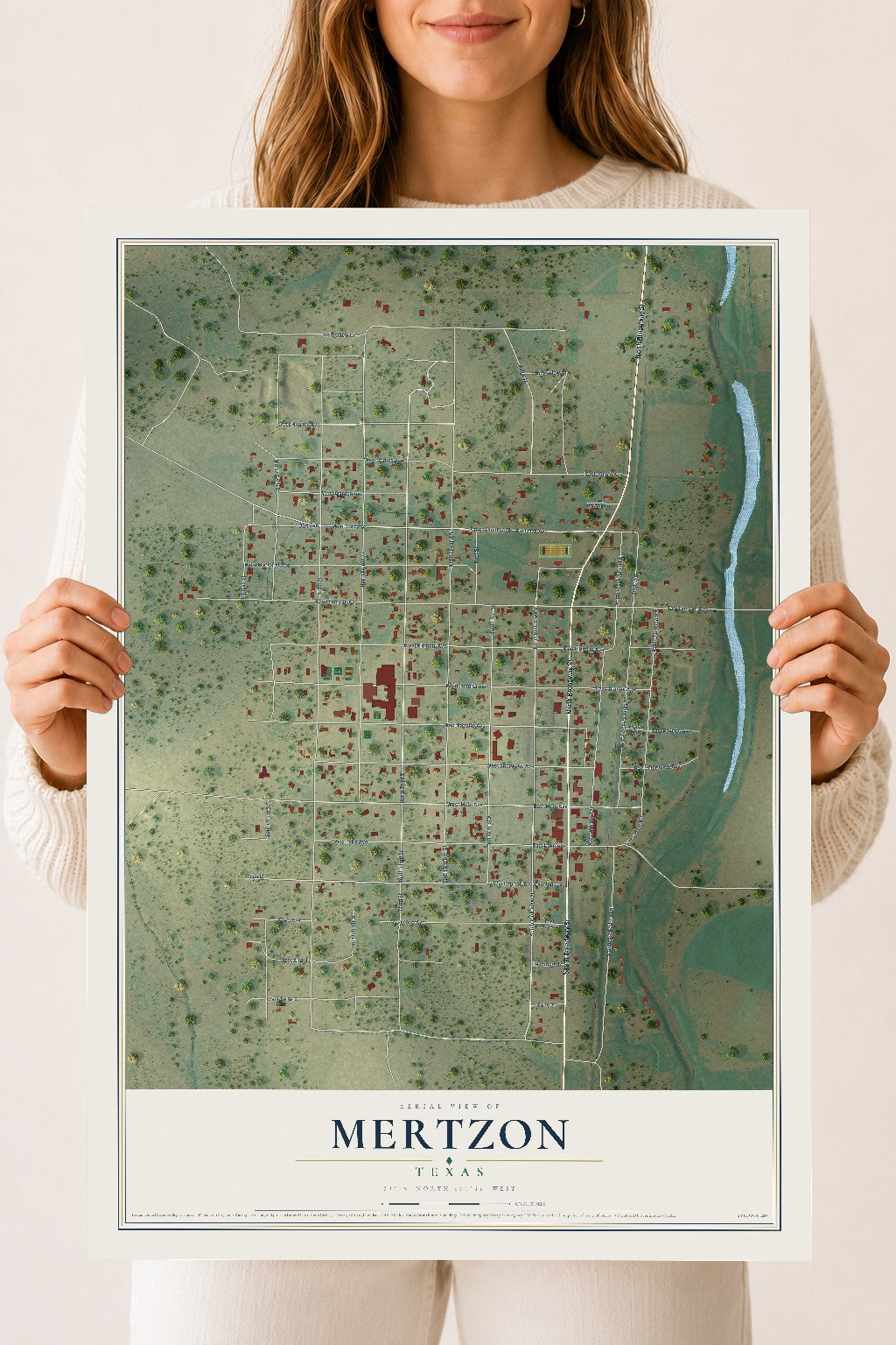 Map of Mertzon, Texas, 18 x 24 inch unframed archival matte print