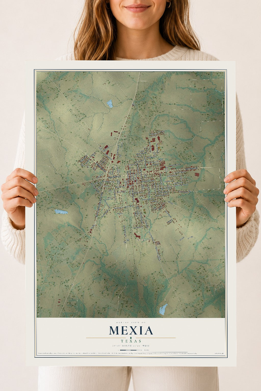 Map of Mexia, Texas, 18 x 24 inch unframed archival matte print