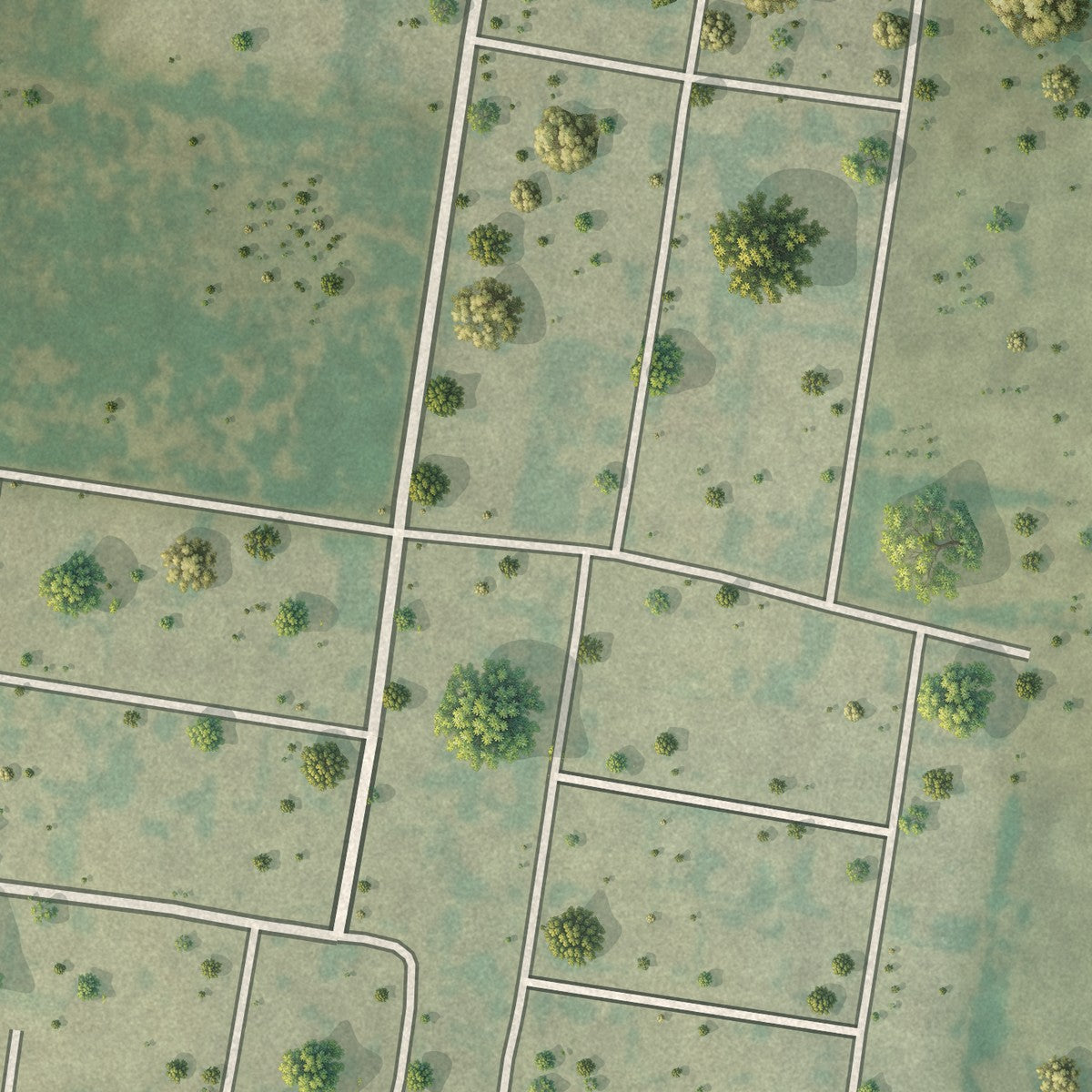 Close-up of the map of Miguel Barrera, Texas print showing street and building detail