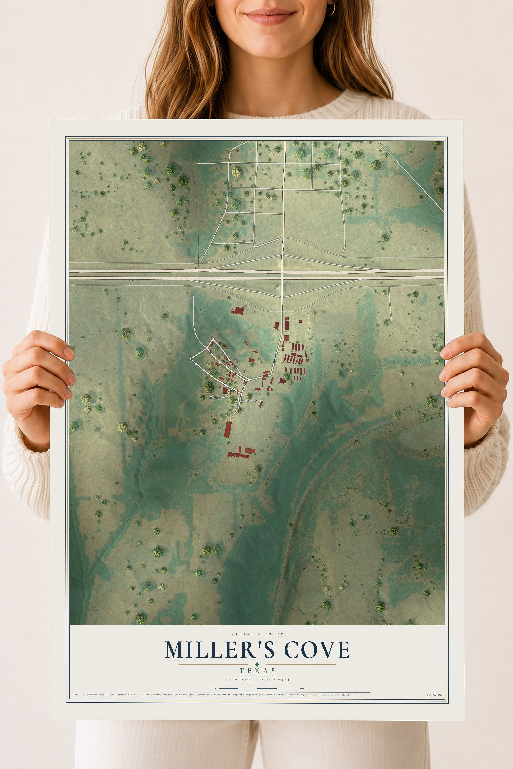 Map of Miller's Cove, Texas, 18 x 24 inch unframed archival matte print